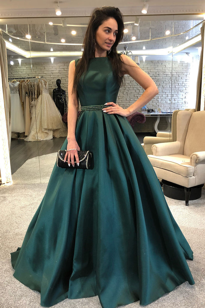 Classy Emerald Green Off The Shoulder Ball Gown Formal Prom Dress